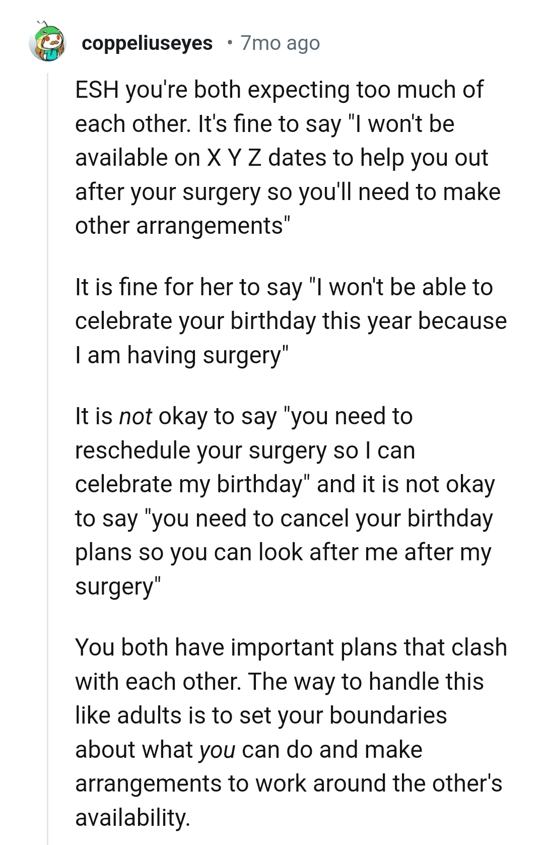 You will need to make other arrangements