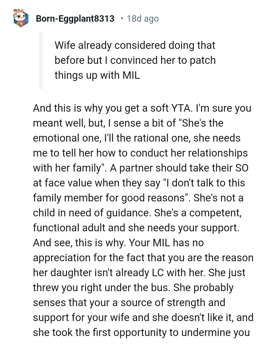 A partner should take their SO at face value