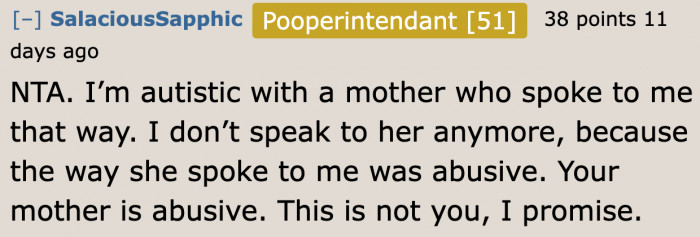 This user went through the same experience. Their mother was also as abusive as the OP's.