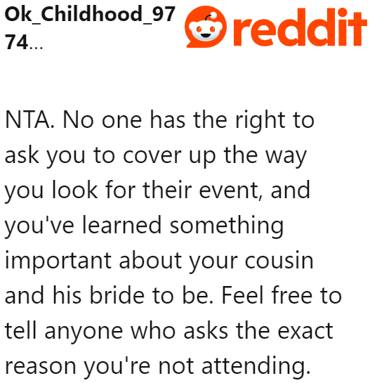 The community was on her side, telling her that she shouldn't be required to cover up just for the wedding.