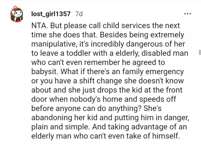 She is literally abandoning her kid