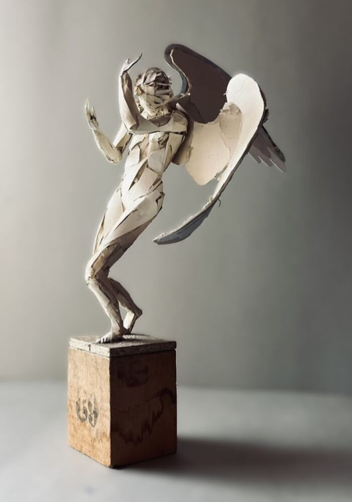 Teresa's Dream, Eddy And Grace sculpture, delicate folded sheet figures in dynamic arrangement