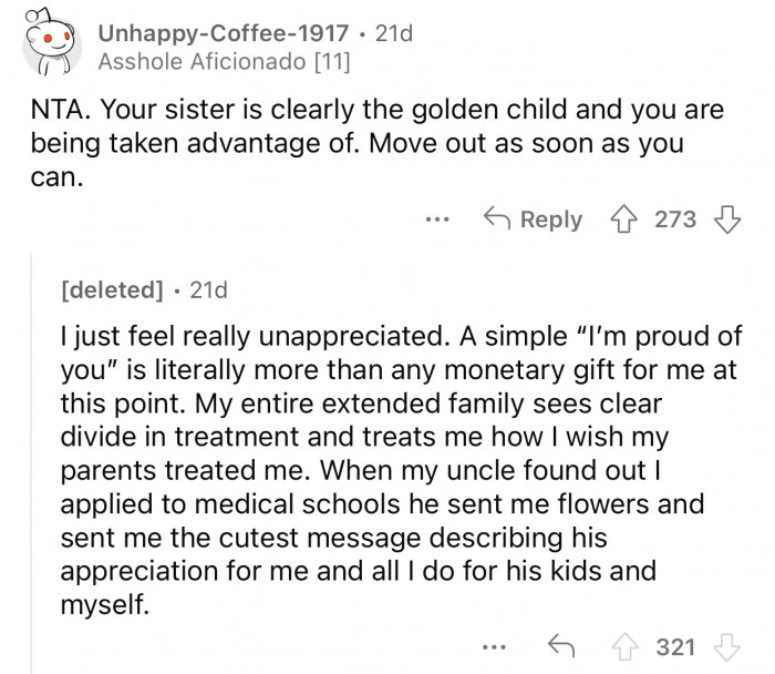 Here's how the Reddit community reacted to the user's post: