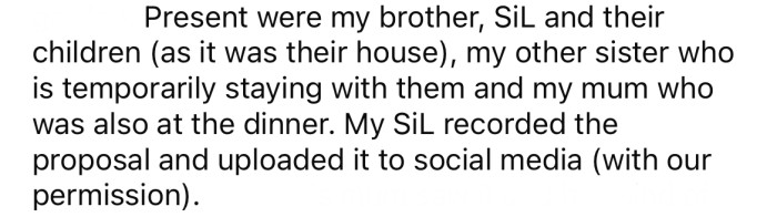 The OP's brother, SIL, and their children were all there, as well as his sister and mother.