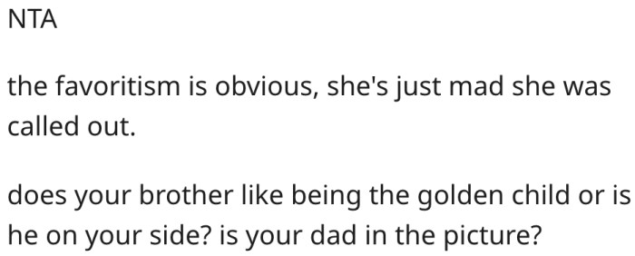4. Her mother is upset because she called her out.
