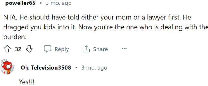 Dad shouldn't have dragged his kids into this.