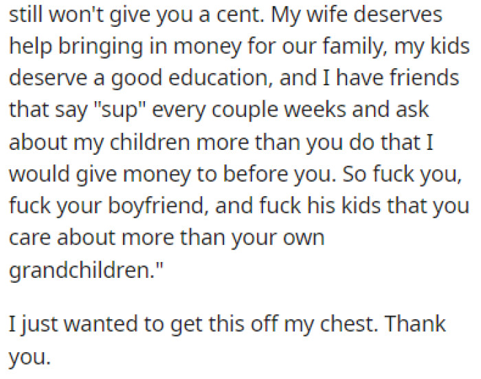 OP had a lot of steam to let off