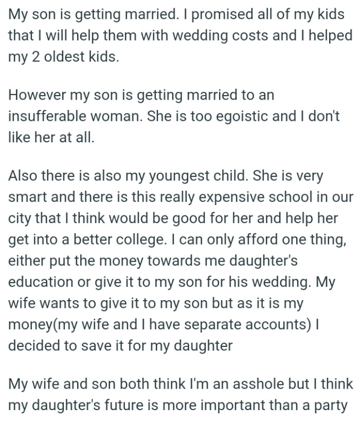 OP thinks it would be good for her and help her get into a better college