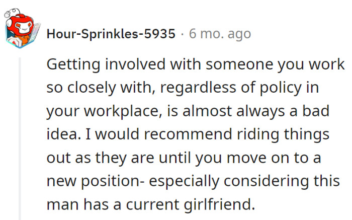 Mixing work and love is risky business, especially with a guy who's already got a leading lady. Drama-free pays better!