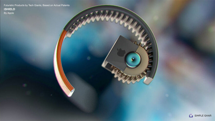 This is a close-up of the device, showing the protective cushions designed to help absorb the impact if dropped.