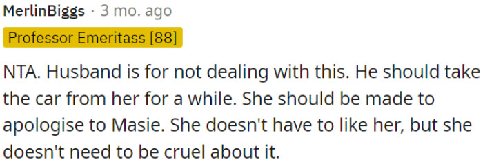 OP's husband should handle the situation.