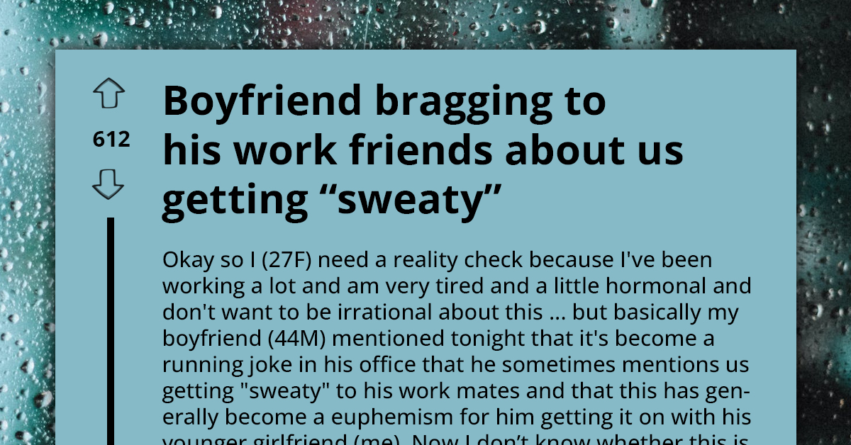 Middle-Aged Boyfriend Brags About His Considerably Younger Girlfriend Through Sex Jokes; Girlfriend Gets Uncomfortable Being Gawked At By His Coworkers