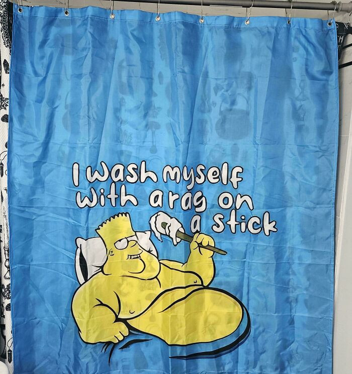 "I Got This Custom Simpsons Shower Curtain So I Could Shave My Shoulders In Private"