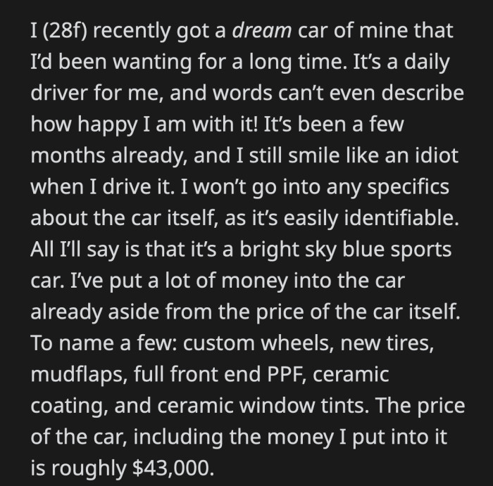 She was taken aback by his entitlement