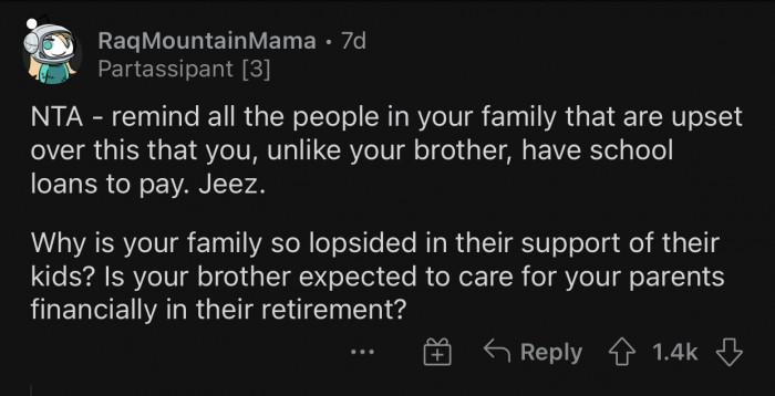 OP should focus on her loans and ignore her family.