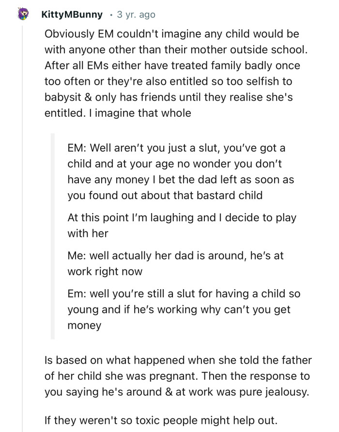 “Obviously EM couldn't imagine any child would be with anyone other than their mother outside school.”