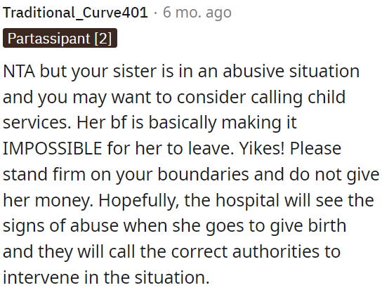 OP's sister is in an abusive relationship, and it's important to consider involving child services.