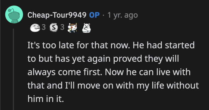 OP said a phone call from his neglectful dad would be too little, too late