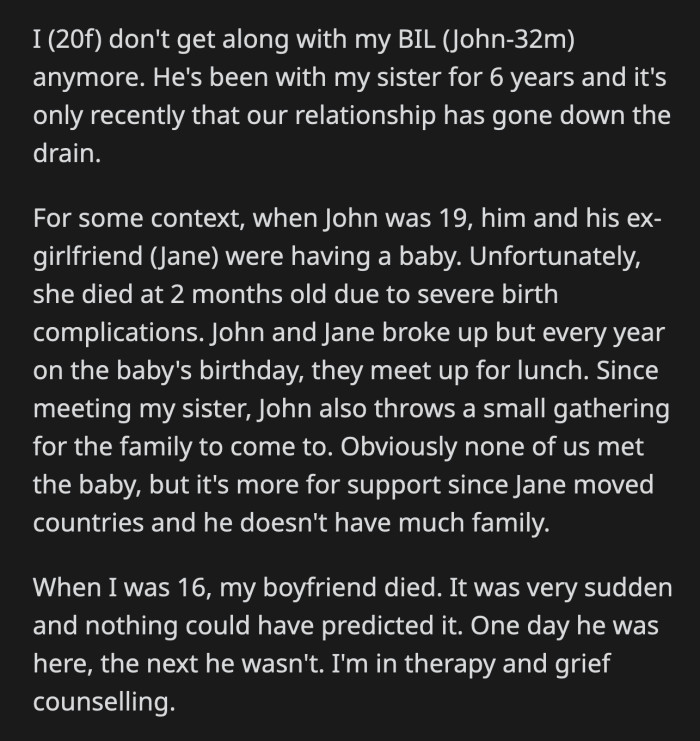 OP is just tired of her BIL devaluing what she went through