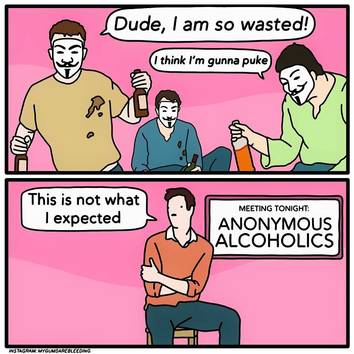 32. When you are meeting the anonymous alcoholics