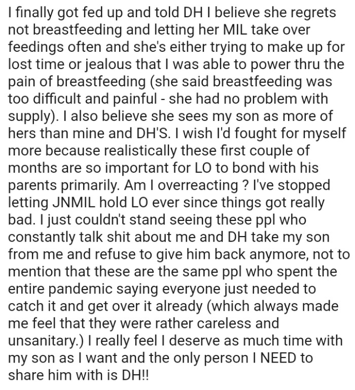 These first couple of months are crucial for a baby to bond primarily with his parents