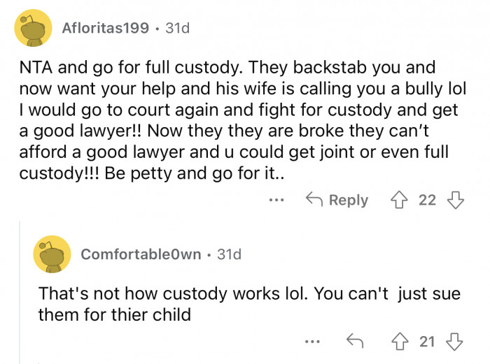 The poor child just wants a decent and stable life.