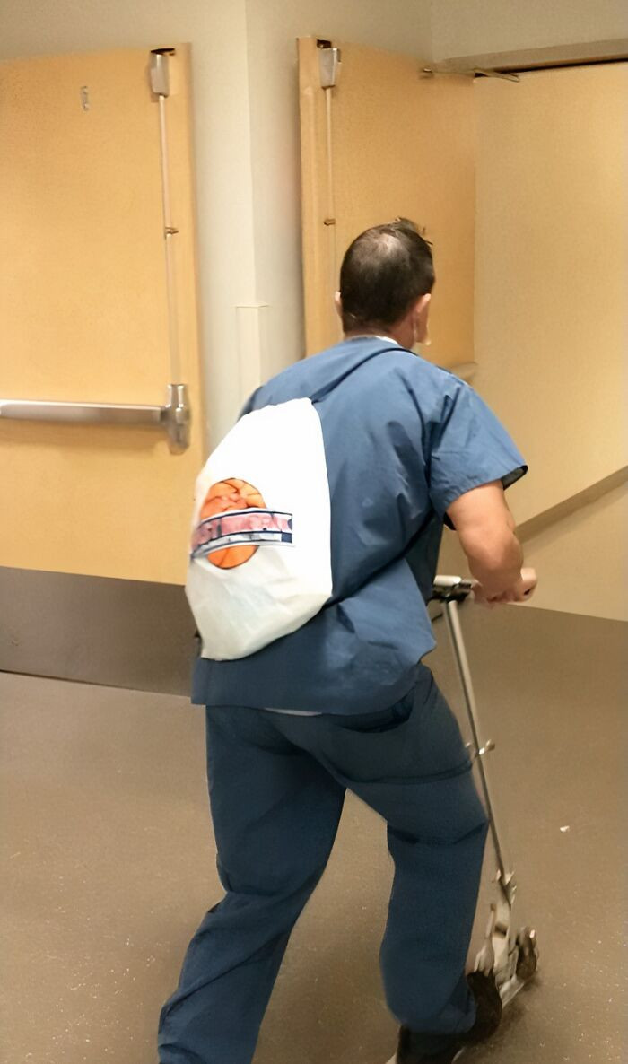 "One Of Our Doctors Travels To Codes Via A Razor Scooter"