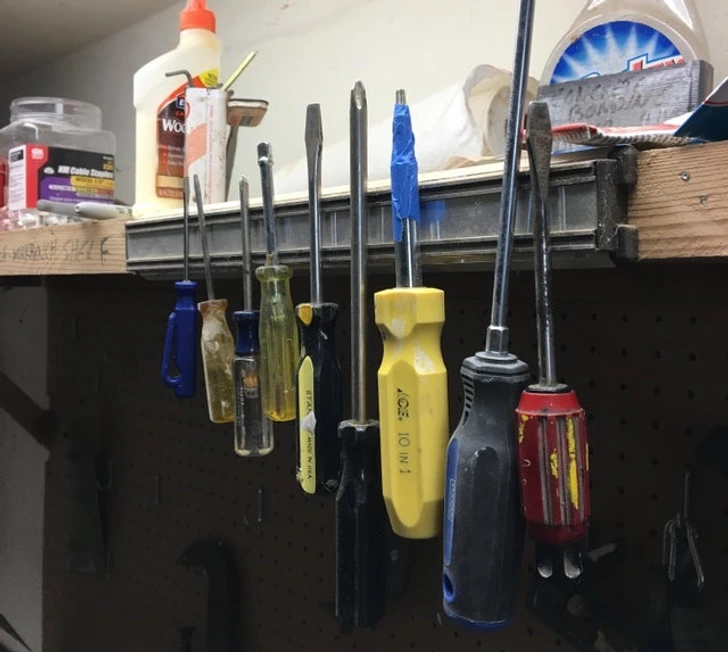 12. “I use a magnetic knife holder for tools.”