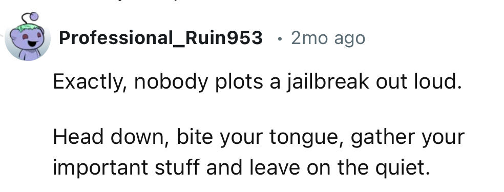 “Nobody plots a jailbreak out loud.”