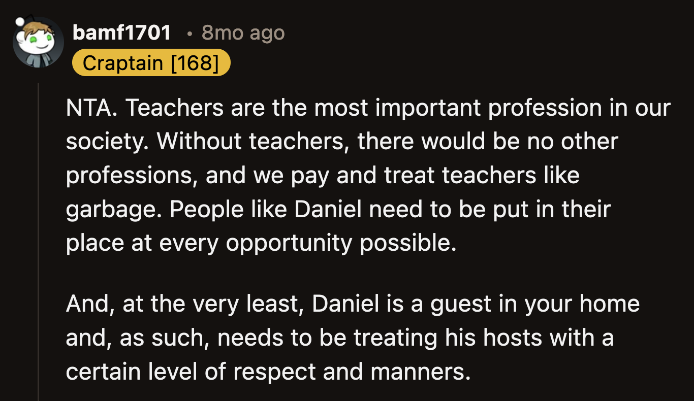 Daniel should not have gotten involved in OP's conversation with Jake.