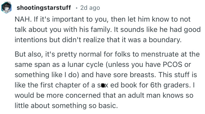 “It sounds like he had good intentions but didn't realize that it was a boundary.”