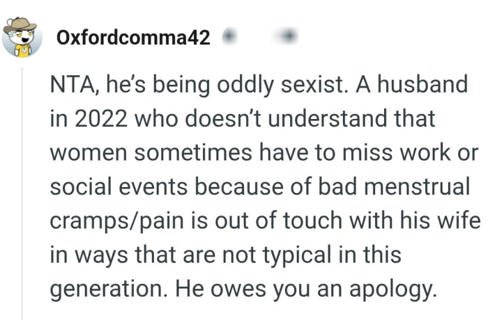 OP's husband owes her an apology
