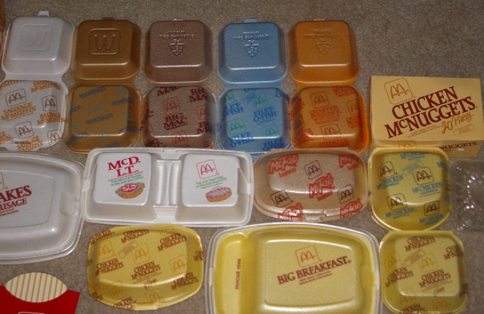 21. McDonald's polystyrene clamshell food container.