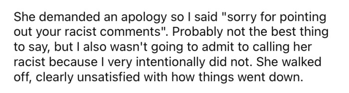 The bride's mother demanded an apology.