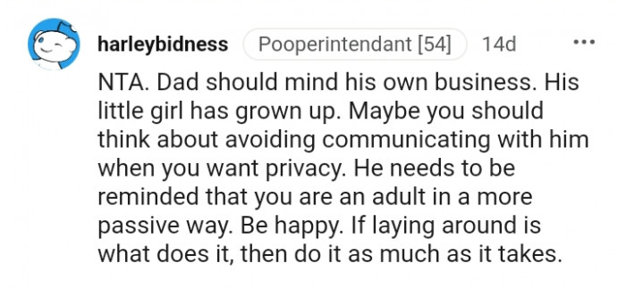 He should know you're an adult now