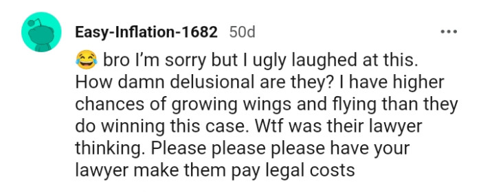 This redditor can't imagine what their lawyer was thinking