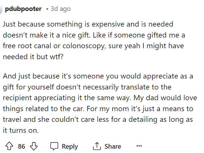 Honestly, men sometimes just don't understand that these types of things aren't viewed as gifts for women.