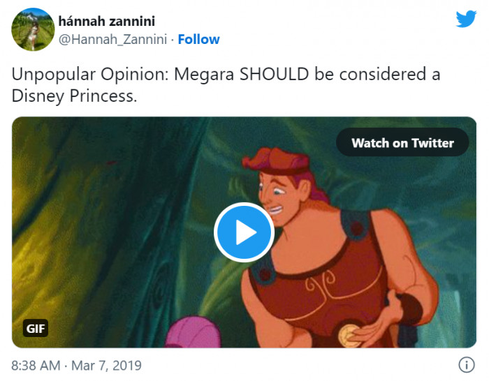 14. In Greek mythology, Megara is actually a princess, and since she married Hercules in the TV series, she's also considered a princess by marriage. Disney, make it official!