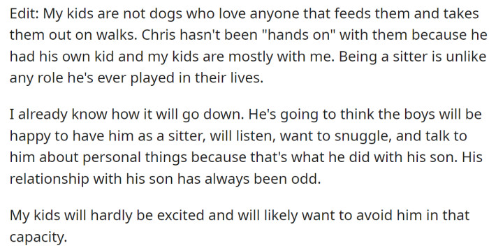 The OP explained his point of view: