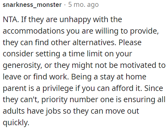 It's okay to set limits on your generosity with accommodations for someone who can't find work.