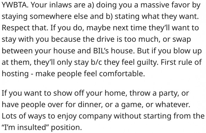 18. He doesn't realize that his in-laws are doing him a favour by not staying with him.