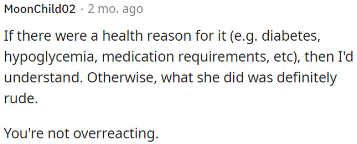 OP is not overreacting.