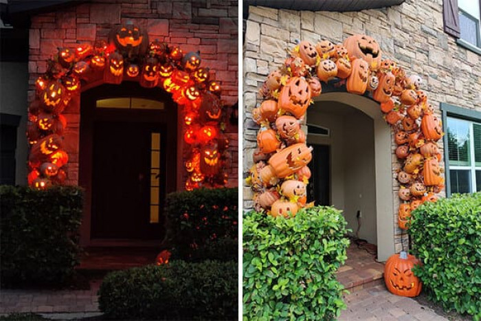 This makes me want to create some sort of pumpkin arch next year.