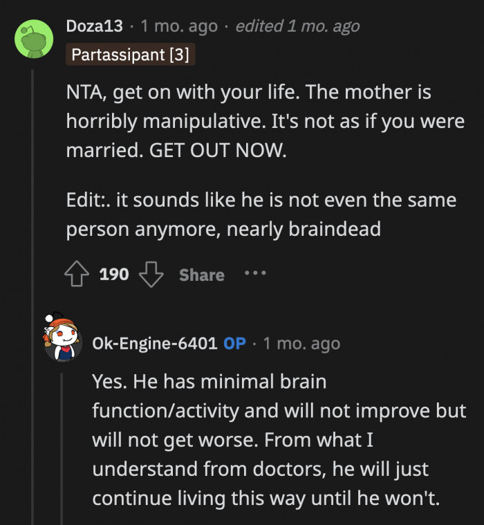 I don't think she was trying to manipulate OP; she was just grieving the unfairness of it all.