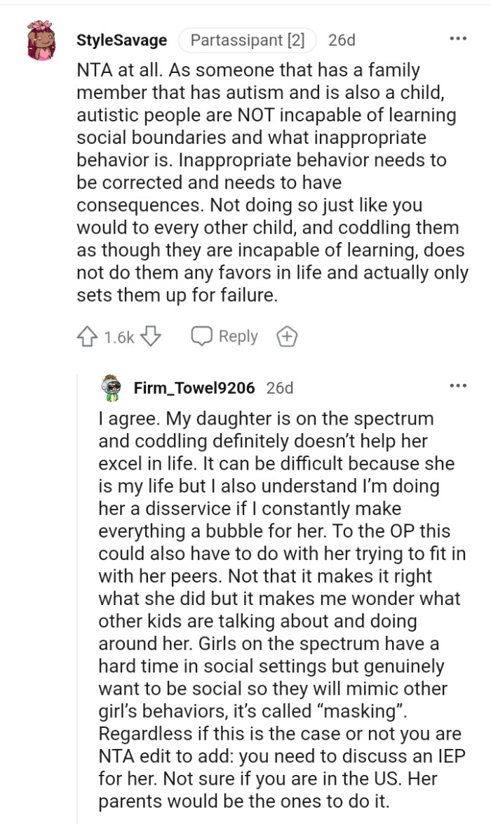 Inappropriate behaviors should be corrected and need to have consequences too