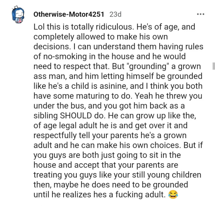 The OP only got him back like any other sibling would