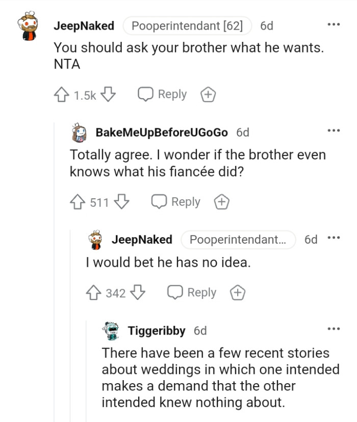 The OP should ask her brother what he wants