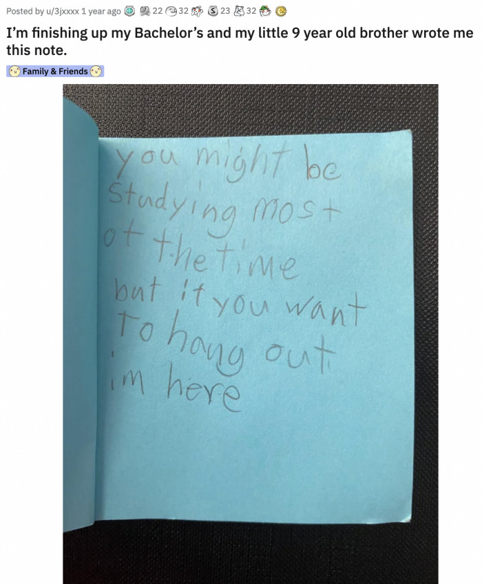 8. This little brother reminded his sibling that he was there if they needed a break