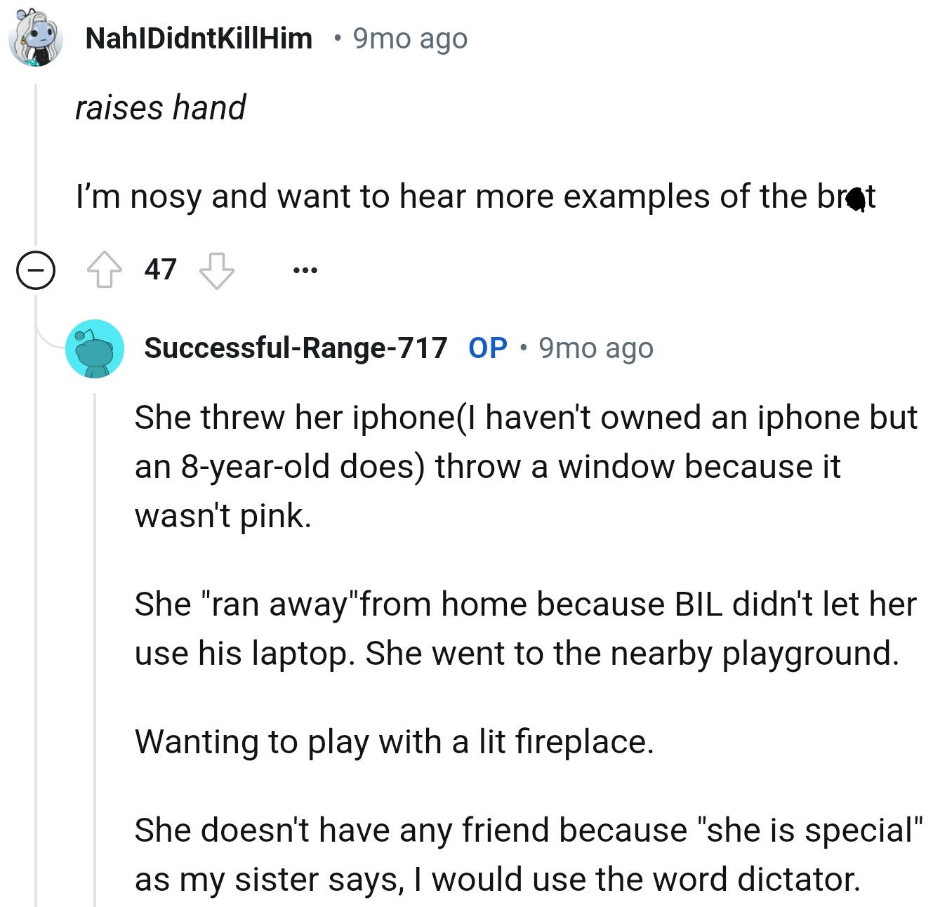 OP says the child threw her iPhone through a window because it wasn't pink
