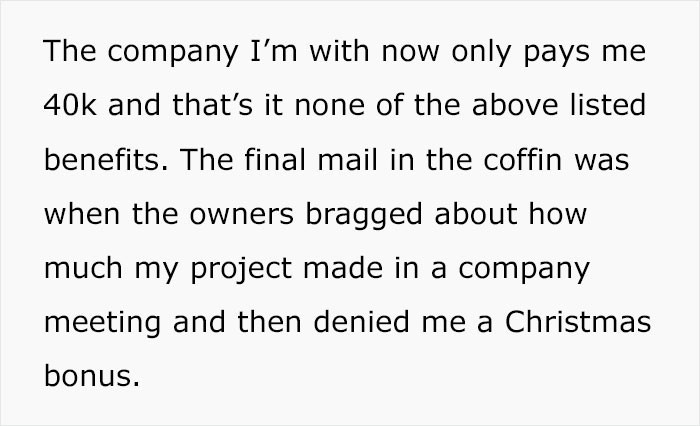 He considered the offer after being denied a Christmas bonus.